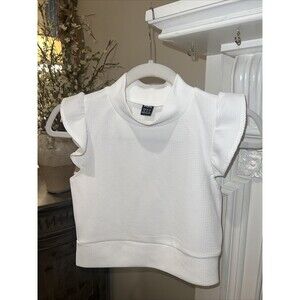 New Flutter Sleeves WHITE Short Sleeveless Cropped Top SHEIN Size XS
